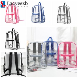 Lacyeszb กระเป๋าเป้สะพายหลัง กระเป๋านักเรียน แบบใส จุของได้เยอะ แต่งซิป กันน้ํา สีโปร่งใส แฟชั่นสําหรับเดินทาง