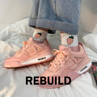 REBUILD รองเท้าผ้าใบผู้หญิง สีขาว พื้นหนา รองเท้าผ้าใบส้นสูงส้นหนา รองเท้าแฟชั่น ผูกเชือก 2023 NEW FYD23904UR 36Z230906