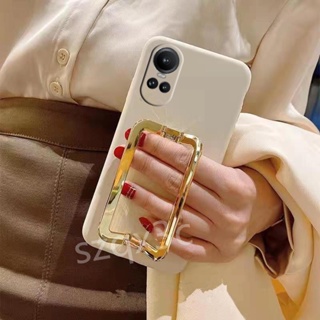 พร้อมส่ง เคสโทรศัพท์มือถือ ซิลิโคนนิ่ม TPU พร้อมขาตั้งโลหะ พับได้ เรียบง่าย สําหรับ OPPO A58 4G A78 A98 Reno10 Pro+ Reno 10 Pro 5G