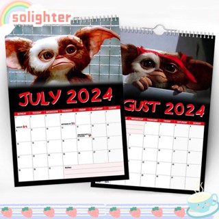 Solighter ปฏิทินแขวนผนัง กระดาษ ของขวัญ 2024 Gizmo ปฏิทินแฟชั่น ของขวัญปีการวางแผน ตกแต่งผนัง