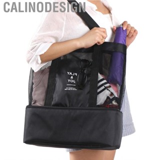 Calinodesign Mesh Shoulder Bag 2Layer Insulated High  Beach Tote With Cooler Layer AN