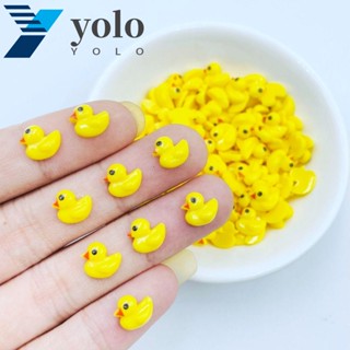 Yolo ฟิกเกอร์เรซิ่น รูปเป็ดสีเหลือง ขนาดเล็ก สําหรับตกแต่งเล็บ สมุดภาพ 100 ชิ้น