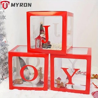 Myron กล่องลูกโป่งใส ทรงสี่เหลี่ยม ลายตัวอักษร Happy Birthday DIY สําหรับตกแต่งปาร์ตี้คริสต์มาส