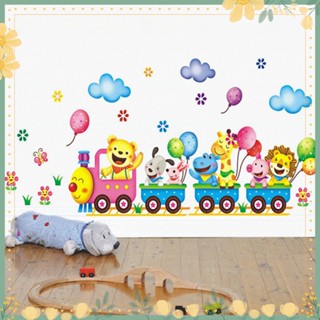Ye- สติกเกอร์ติดผนัง ลายรถไฟสัตว์ ลอกออกได้ สําหรับตกแต่งบ้าน ห้องนอนเด็ก DIY