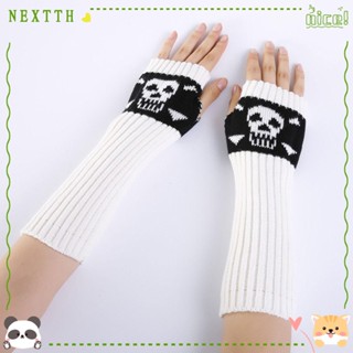 Nextth ถุงมือถัก แบบครึ่งนิ้ว สไตล์พังก์ ฮาราจูกุ