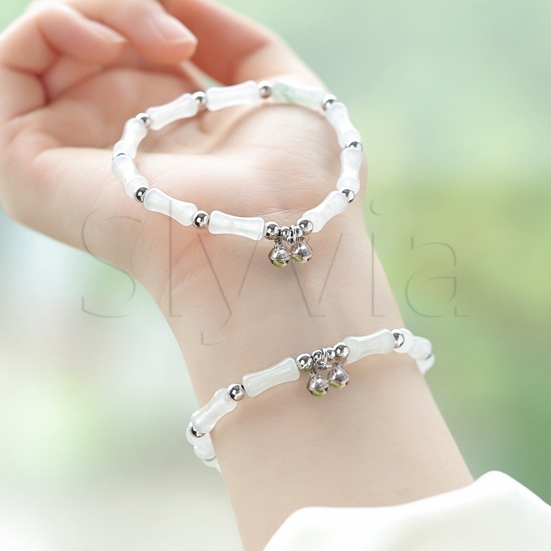 เครื่องประดับ สร้อยข้อมือ กําไลข้อมือ ประดับกระดิ่งคู่ คริสตัล สไตล์จีน หรูหรา เหมาะกับของขวัญวันวาเลนไทน์ สําหรับผู้หญิง