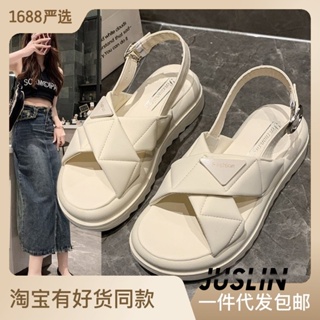 JUSLIN   รองเท้าแตะผู้หญิง ส้นแบน ใส่สบาย สไตล์เกาหลี รองเท้าแฟชั่น 2023 ใหม่  ทันสมัย สวยงาม Stylish Unique B98G0Q2 37Z230910