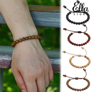 Ellastore123 สร้อยข้อมือเชือกลูกปัดไม้ แฮนด์เมด ของขวัญ สําหรับทุกเพศ