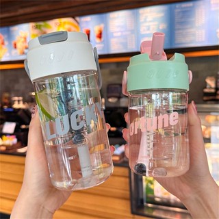 600/800ml นักเรียน Creative Water Straw ยอดนิยมขวด Sipper แบบพกพากลางแจ้งถ้วยดื่มง่ายดูแลน้ำดื่มสุขภาพ mimay