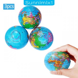 [Sunnimix1] ลูกบอลฟองน้ํา แบบบีบได้ รูปแผนที่โลก สําหรับเด็ก และผู้ใหญ่ 3 ชิ้น