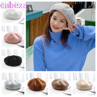 Cabeza หมวกเบเร่ต์ ผ้าวูล ขนนิ่ม ทรงแปดเหลี่ยม สีพื้น ให้ความอบอุ่น เข้ากับทุกการแต่งกาย สไตล์เกาหลี สําหรับผู้หญิง