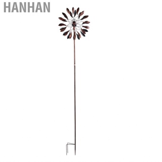 Hanhan Wind Spinners Double Layer Garden Spinner With Solar Light Bulb Metal