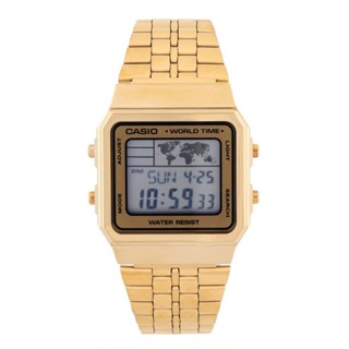 CASIO นาฬิกาข้อมือ CASIO รุ่น A500WGA-9DF วัสดุสเตนเลสสตีล สีทอง