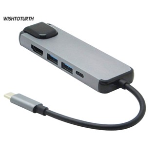 ☼Wt 5 in 1 อะแดปเตอร์ฮับชาร์จ USB 30 Type C เป็น 4K HDMI สําหรับ MacBook Pro