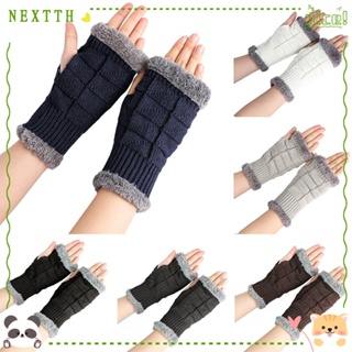 Nextth ถุงมือถักโครเชต์ แบบหนานุ่ม ให้ความอบอุ่น สําหรับผู้หญิง