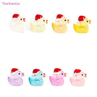 Thevantin แดชบอร์ด รูปเป็ดคริสต์มาส เรืองแสง ขนาดเล็ก สีแดง สําหรับตกแต่งบ้าน รถยนต์ 2 ชิ้น