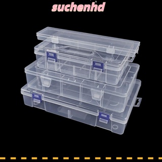 Suchenhd กล่องพลาสติกใส ทรงสี่เหลี่ยม 4 ขนาด สําหรับใส่เครื่องประดับ ลูกปัด ตกปลา