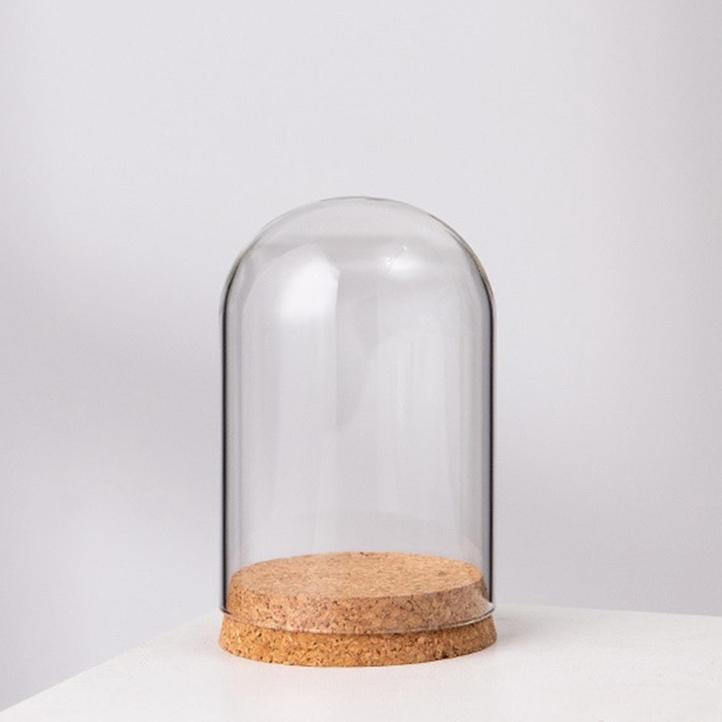 [mibum01eb] ตกแต่งขวด Cloche แก้วใส Cloche Jar พร้อมฐานไม้, ฝาครอบ Cloche โดม, สําหรับตกแต่งสํานักงานปาร์ตี้