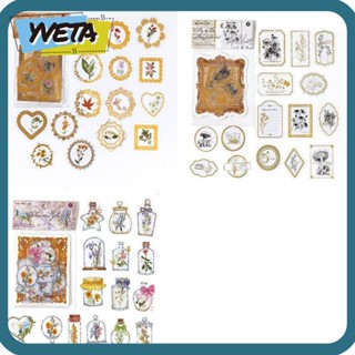 Yveta สติกเกอร์ PET หลากสี สไตล์วินเทจ สําหรับตกแต่งสมุดภาพ DIY 90 ชิ้น