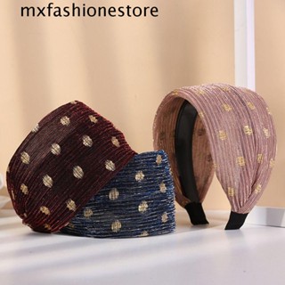 Mxfashione ที่คาดผมตาข่าย ลายจุด ด้านข้างกว้าง สวยหรู สําหรับผู้หญิง