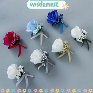 Wisdomest Boutonniere 2 ชิ้น ผ้าไหม ตกแต่งปาร์ตี้ แฮนด์เมด ยกทรง