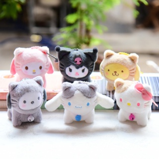 SANRIO พวงกุญแจ จี้ตุ๊กตา Hello Kitty Mymelody Kuromi Cinnamoroll Pompom Purin ขนาด 10 ซม. เหมาะกับของขวัญ ของเล่นสําหรับเด็ก