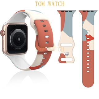 สายนาฬิกาข้อมือซิลิโคน สีตัดกัน สไตล์นักธุรกิจ สําหรับ Apple IWatch