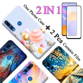 2 IN 1 Huawei Y9 Prime 2019 เคสโทรศัพท์ น่ารัก พร้อมหน้าจอเซรามิค โค้งสองชิ้น