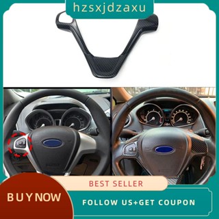 【hzsxjdzaxu】กรอบครอบพวงมาลัยรถยนต์ คาร์บอนไฟเบอร์ สําหรับ Ford Fiesta MK7 2009-2017 Ecosport 2012-2017