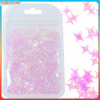 เป็นมิตรกับสิ่งแวดล้อม Star Nail Art ตกแต่งเล็บ Glitter เล็บเลื่อม 2g ขนาดกระเป๋าผสมเลเซอร์เงินดาวสี่มุมเล็บเลื่อมคริสตัล DROP กาวเลื่อม 12 สี | ทิมิ1