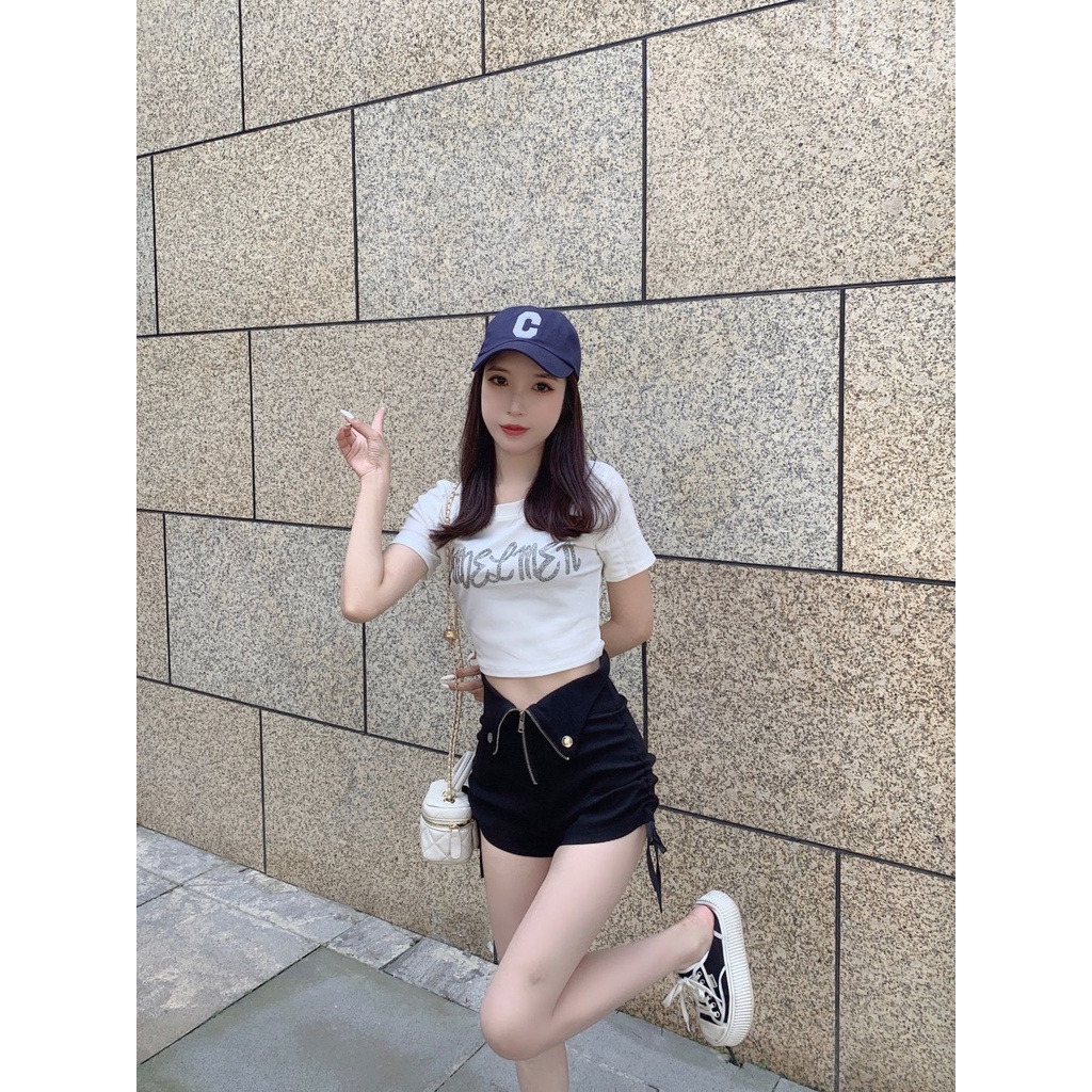 🔥ส่งไวจากไทย🔥 MSD ฤดูร้อนบวกขนาดยีนส์สีดำกางเกงขาสั้นผู้หญิงเอวสูง Drawstring ซิป(S-5XL) - รูปที่ 5