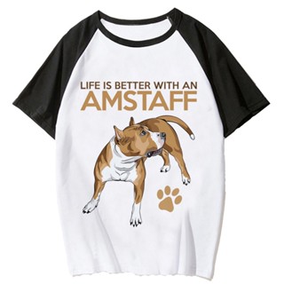 เสื้อยืด พิมพ์ลายการ์ตูน Amstaff แฟชั่นฤดูร้อน สไตล์ญี่ปุ่น ฮาราจูกุ สําหรับผู้หญิง