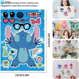 Isita สติกเกอร์จิ๊กซอว์ ลายการ์ตูน Lilo &amp; Stitch กันน้ํา DIY สําหรับเด็ก 16 แผ่น