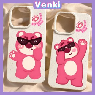 VENKI - เข้ากันได้สำหรับ เคสไอโฟน เคสไอโฟน11 เคส iphone 11 กรณีเป็นมิตรกับสิ่งแวดล้อมย่อยสลายได้สีขาวกรณีกันกระแทกน่ารักการ์ตูนหมีสีชมพูเข้ากันได้กับ iPhone 15 14 PRO MAX 13 PRO MAX 12 PRO MAX XR XS 7 8 PLUS