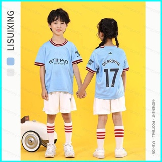 เสื้อกีฬาแขนสั้น ลายทีมชาติฟุตบอล Manchester City Jersey 22 23 ชุดเหย้า สําหรับเด็ก