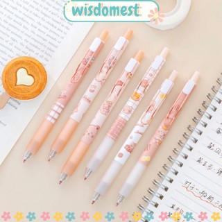 WISDOMEST ปากกาเจล ลายการ์ตูนหมี สีดํา 6 ชิ้น ต่อชุด