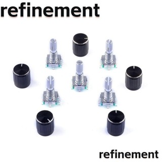 Refinement โพเทนชิโอมิเตอร์ดิจิทัล สวิตช์โค้ดเอ็นโค้ดโรตารี่ 20 มม. 0.79 นิ้ว อายุการใช้งานนาน 80000 ครั้ง 5 พิน สีเงิน 5 ชิ้น