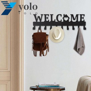 Yolo Welcome ชั้นวางกุญแจ แบบโลหะ 10 ตะขอ สีดํา สําหรับแขวนกุญแจ ในโรงรถ