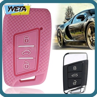 Yveta เคสรีโมตกุญแจรถยนต์ ซิลิโคน สําหรับ VW Tiguan Atheon Polo Passat B8 Skoda Codiaq Octavia Fabia