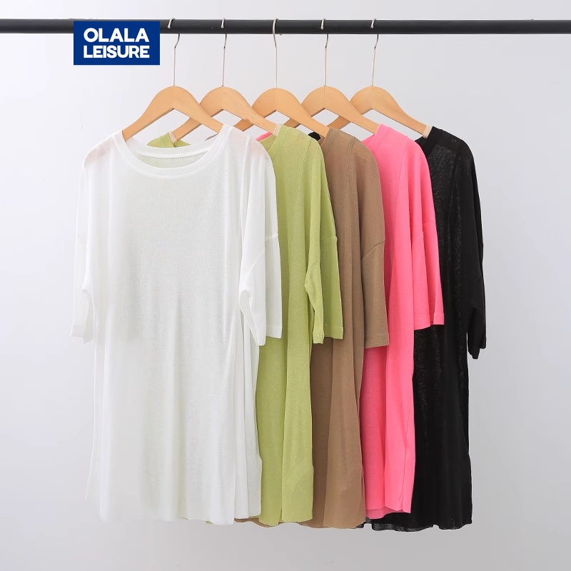 OLALA LEISURE เสื้อยืด ทรงหลวม ระบายอากาศ น้ําหนักเบา เป็นมิตรกับผิว เหมาะกับฤดูใบไม้ผลิ และฤดูร้อน สําหรับออกกําลังกาย เล่นโยคะ