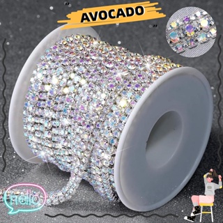 Avocarr สายโซ่คริสตัล พลอยเทียม AB 3 แถว สีเงิน 3 หลา สําหรับตกแต่งเครื่องประดับ DIY