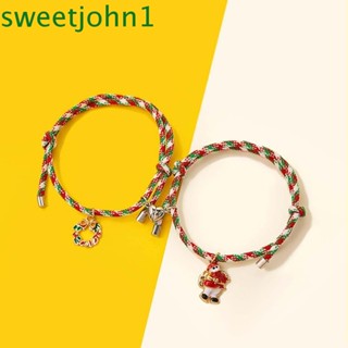 Sweetjohn สร้อยข้อมือ แม่เหล็ก รูปซานตาคลอส ต้นคริสต์มาส เครื่องประดับแฟชั่น สร้างสรรค์ ของขวัญคริสต์มาส