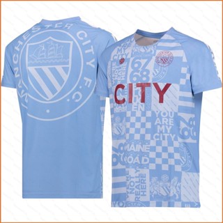 Fb 2022-2023 เสื้อยืดลําลอง แขนสั้น คอกลม พิมพ์ลาย Manchester City Jersey เหมาะกับการเล่นกีฬา เข้าได้กับทุกเพศ