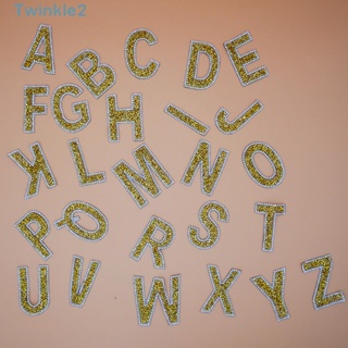 Twinkle สติกเกอร์กลิตเตอร์ ลายตัวอักษร A-Z สีเงิน 2.4 นิ้ว สีทอง ขนาดใหญ่ DIY สําหรับติดตกแต่งเสื้อผ้า กางเกงยีน 52 ชิ้น