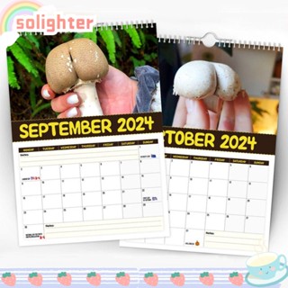 Solighter ปฏิทินแขวนผนัง ลายเห็ด สร้างสรรค์ ของขวัญปี 2024 สําหรับตกแต่งบ้าน