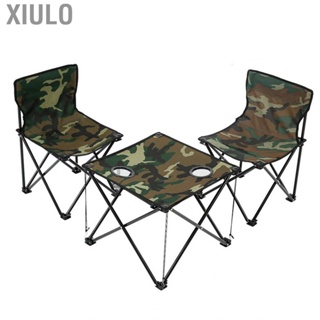 Xiulo Folding Camping Table Chairs  Wearable Oxford Cloth Sturdy Structure Roll Up Outdoor Lightweight for Picnic