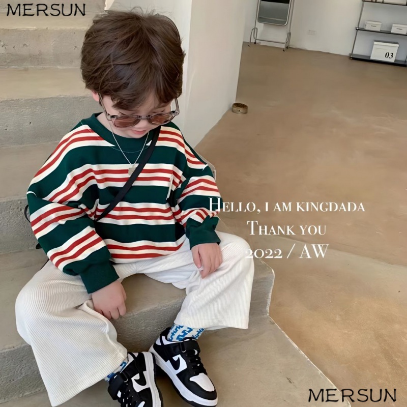 Kingdada เสื้อกันหนาวลําลอง ผ้าฝ้าย ลายทาง คุณภาพสูง แฟชั่นฤดูใบไม้ร่วง สไตล์เกาหลี สําหรับเด็ก 2022 06WI