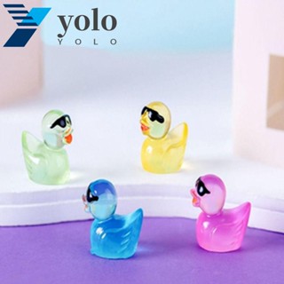 Yolo ฟิกเกอร์เรซิ่นเรืองแสง รูปเป็ดจิ๋ว 12 สี สําหรับตู้ปลา 20 ชิ้น