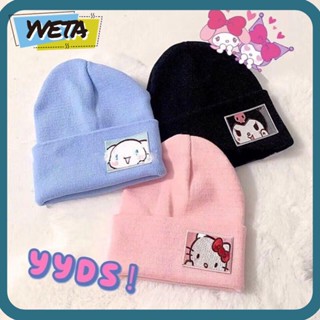 Yveta หมวกบีนนี่ ผ้าฝ้ายถัก ให้ความอบอุ่น ลาย Melody Cinnamoroll Y2k สําหรับผู้ชาย