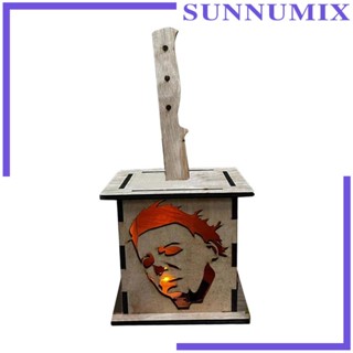 [Sunnimix] โคมไฟฮาโลวีน โคมไฟไม้ สําหรับตกแต่งโต๊ะ ปาร์ตี้ฮาโลวีน กลางแจ้ง